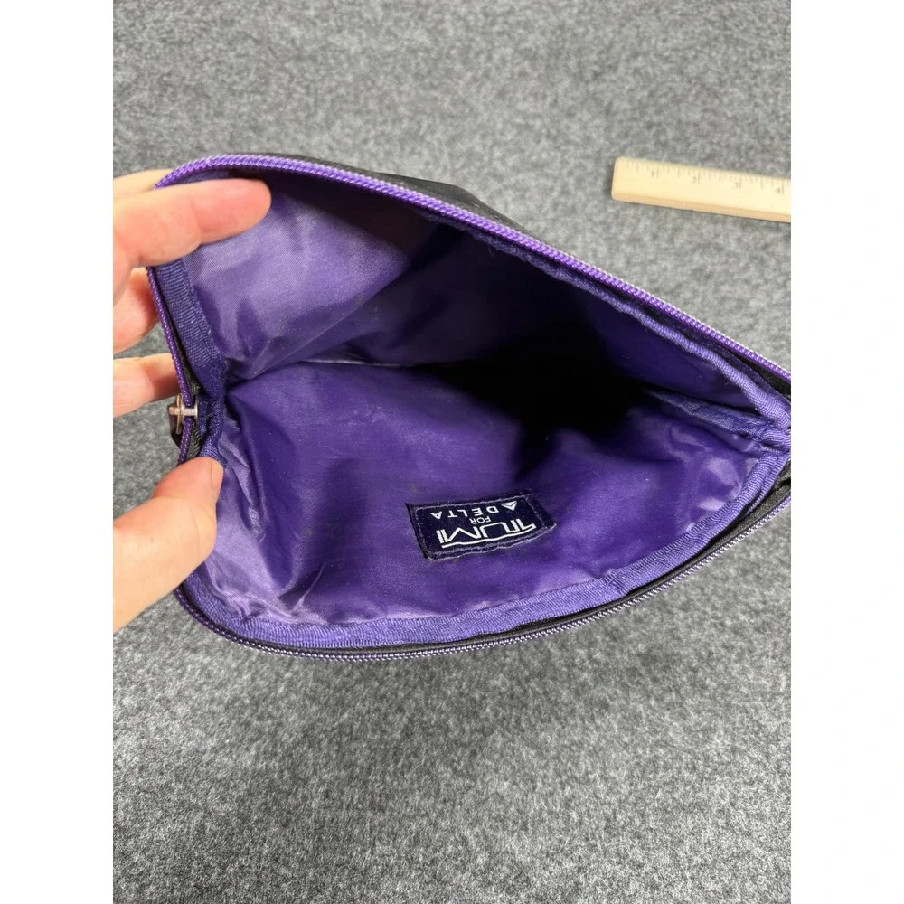 Tumi Pouch Mens Womens Small Black Purple Delta Air Lines Amenity Bag Travel